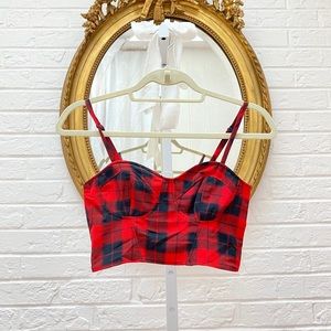 H&M Red Plaid Cropped Bustier